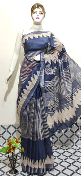 Cotton linen batik print saree Husain